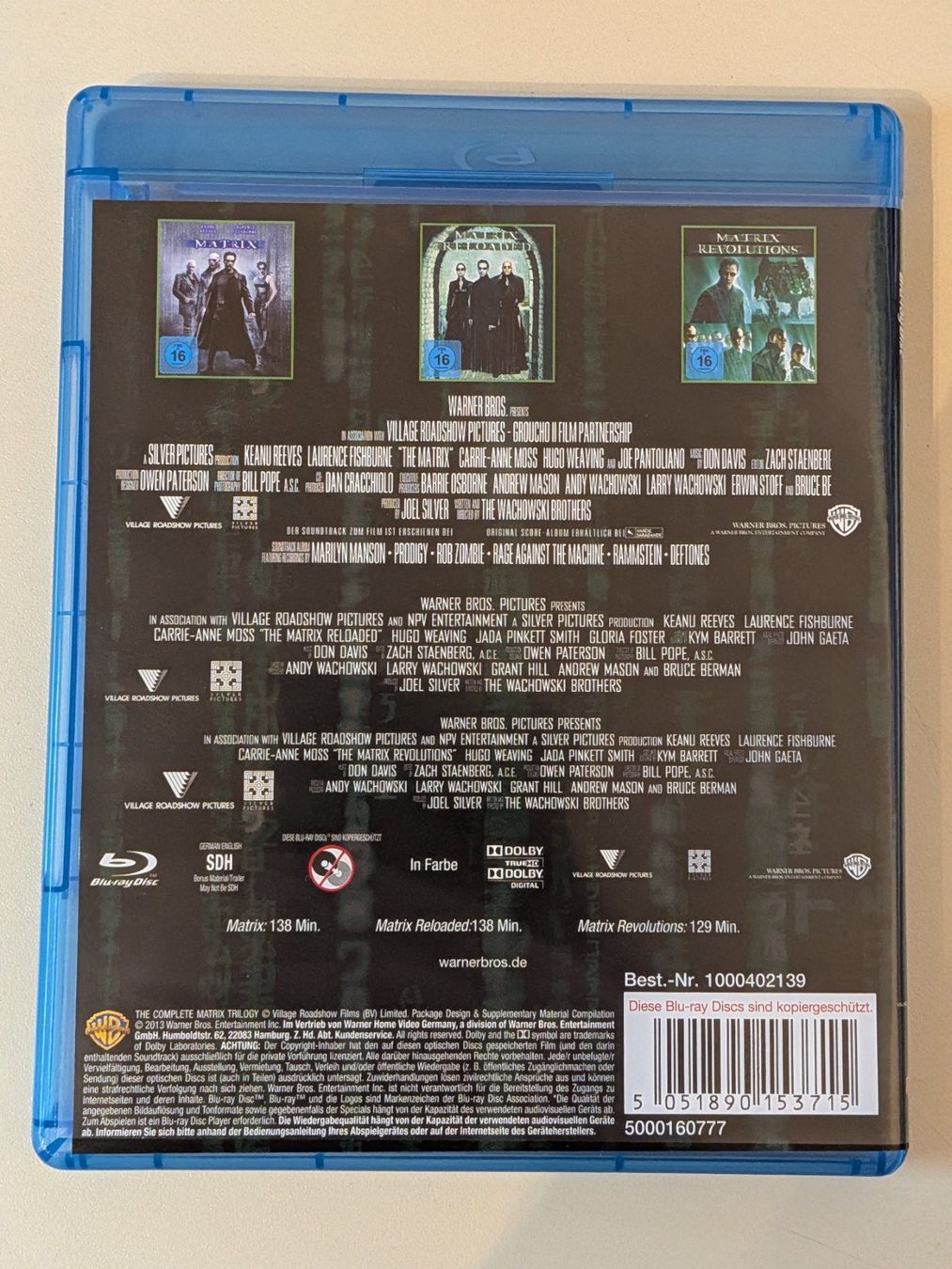 Tutti i DVDs: "Complete Matrix Trilogy" mit Keanu Reeves [3 Blu-rays] – Usato da Port venduto da gecotom 3