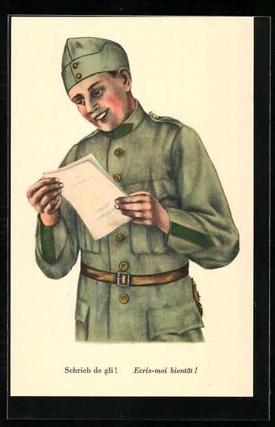Fotos, Briefe & Postkarten: Erfreuter Soldat beim Lesen eines Briefe – Gebraucht aus Berlin von bartko-reher