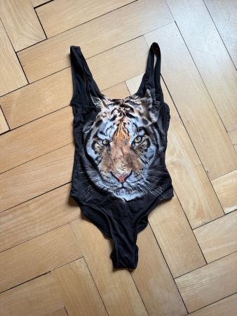 Monokini Badeanzug schwarz mit Tiger 36
