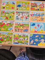 Boite de 12 puzzles en bois, dès 2 ans