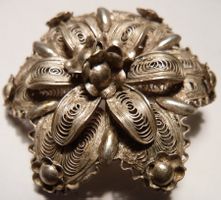 SEHR SCHÖNE FEIN ZISILIERTE ANTIKE-BROSCHE--,SILBER-4,7 CM