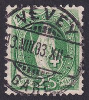 67C, Stehende Helvetia mit Vollstempel VEVEY VD