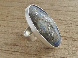 Vintage Ring Silber 925 extravagant Lapislazuli XXL