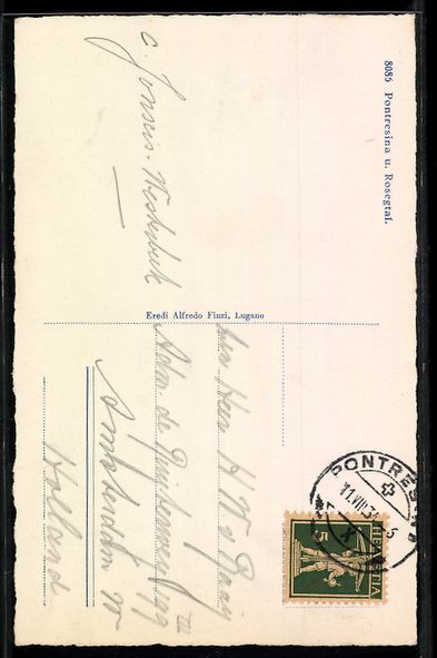 Ansichtskarten: AK Pontresina, Rosegthal, 1931 – Gebraucht aus Berlin von bartko-reher 1