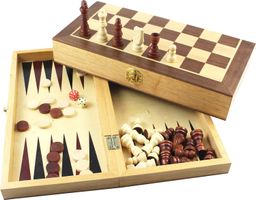 Schönes Schach, Dame, Backgammon, Natur Holz, Kassette, neu