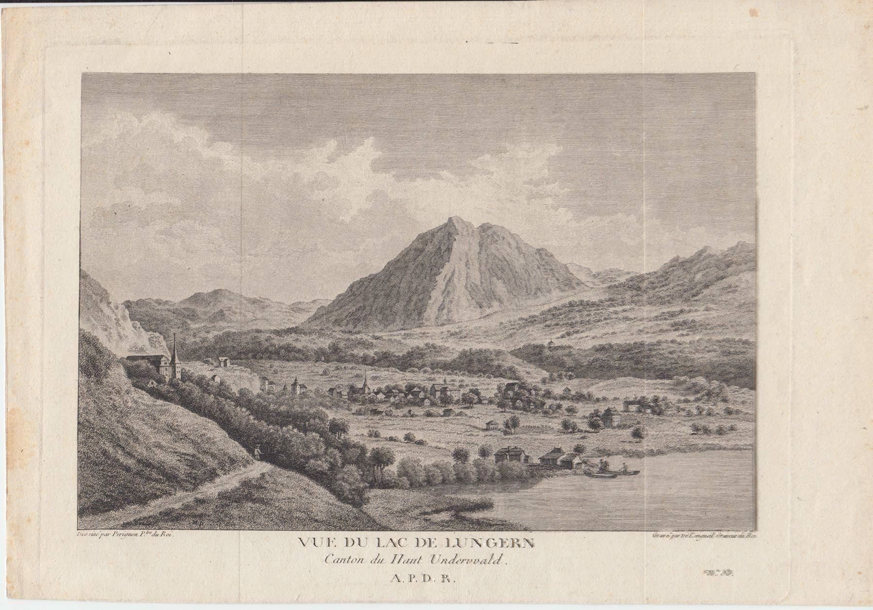 Stiche: LUNGERN, KUPFERSTICH 1788 – Antik aus Grüningen von Kartensammler 1