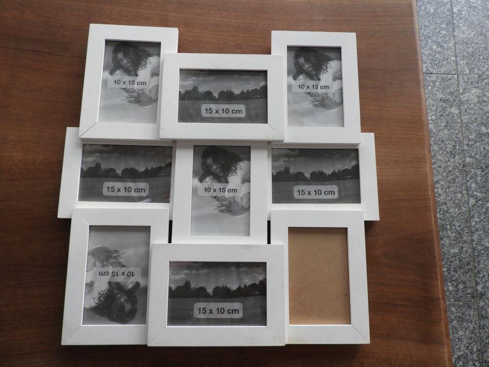Cadres de tableaux: Weisser Bilderrahmen Collage 9 Fotos für Wandmontage neuw... – D'occasion à Gutenswil par Sibe7