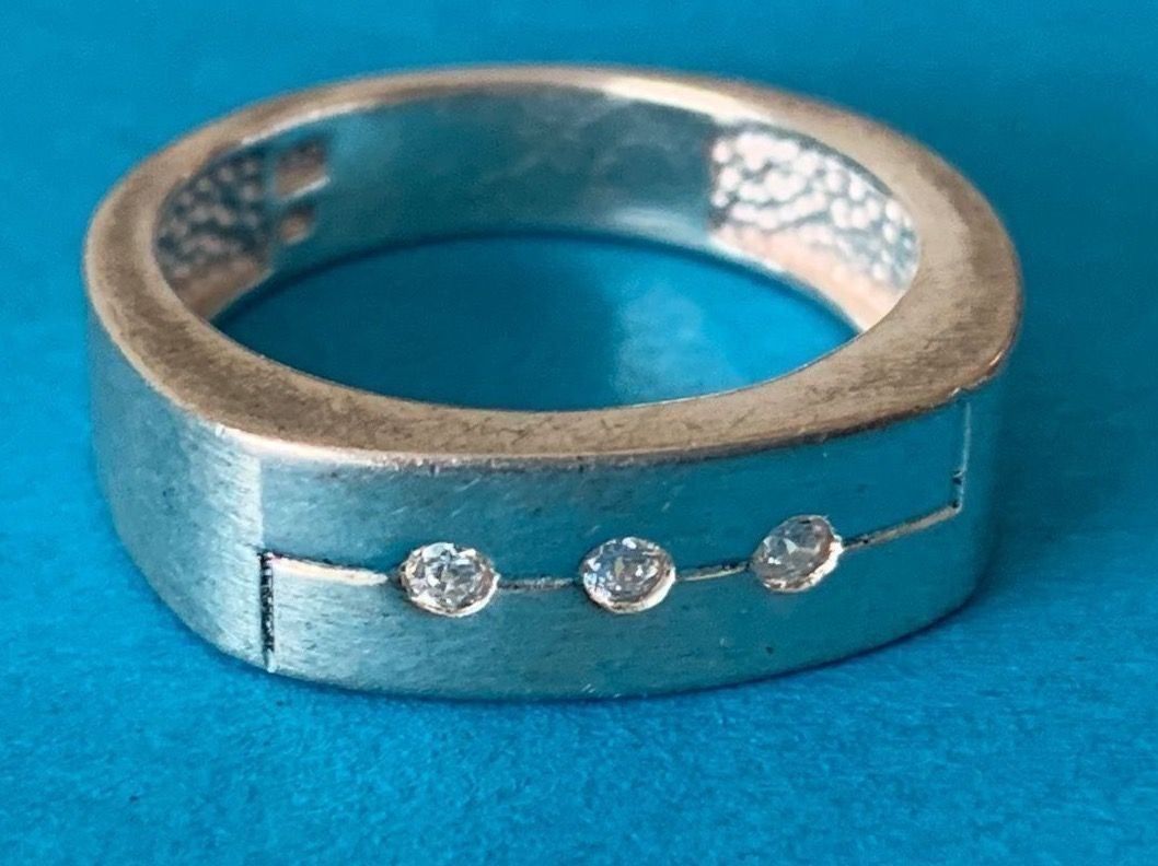 Ringe: Ring Silber 3 Steine quadro 53/54/55/58 – Gebraucht aus Dittingen von Bijoubelle