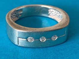 Ring Silber 3 Steine quadro 53/54/55/58