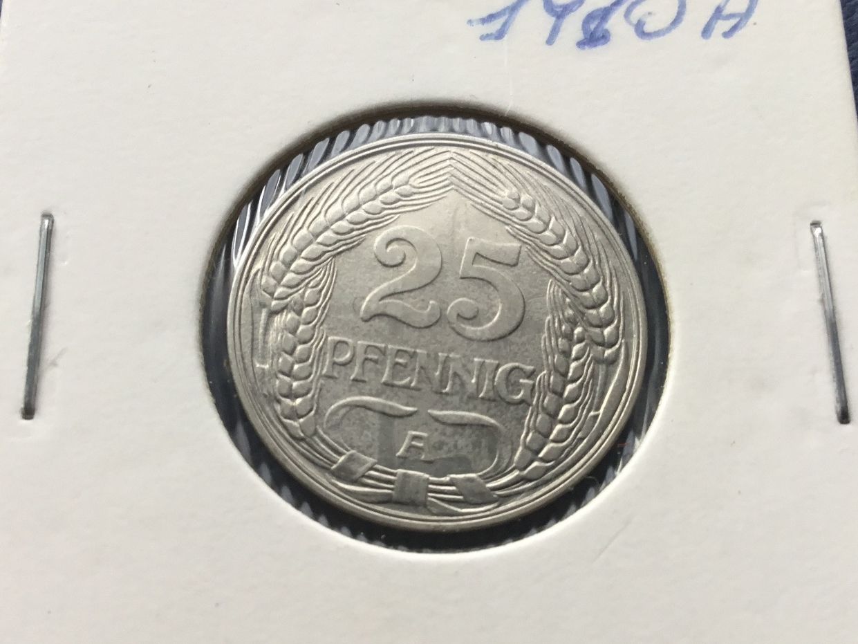 Tutti le monete: 25 Reichspfennig 1910 A unzirkuliert – Nuovo (secondo la descrizione) da St. Margrethen SG venduto da alfapeugeot10