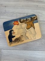 Handgefertigt Holzpuzzle, Iglu Familie mit Tieren