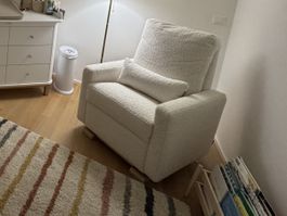 Monte Matera Glider Recliner Faux Sheepskin White Maple Base