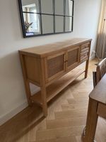 Sideboard wood with rattan doors and drawers light brown