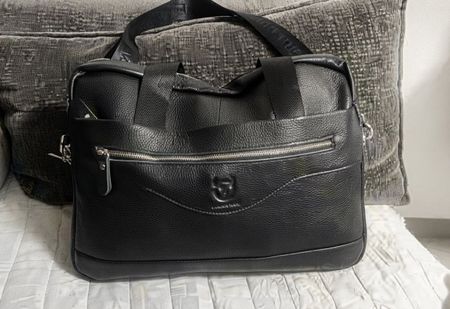 Aktentasche Schulterriemen Schwarz Leder - sac bandoulière