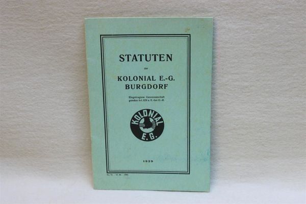 Dokumente: Statuten Kononial Burgdorf 1939 – Gebraucht aus Thun von Fbchm