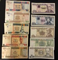 10 verschiedene Banknoten Cuba