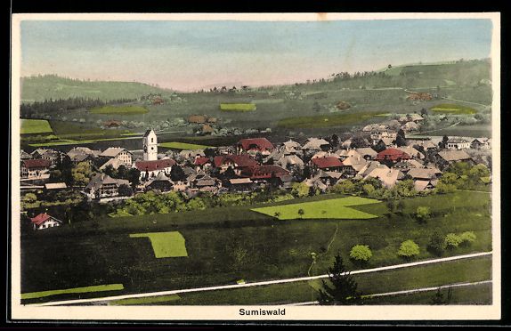 Cartes postales: AK Sumiswald, Ortsansicht mit Kirche – D'occasion à Berlin par bartko-reher