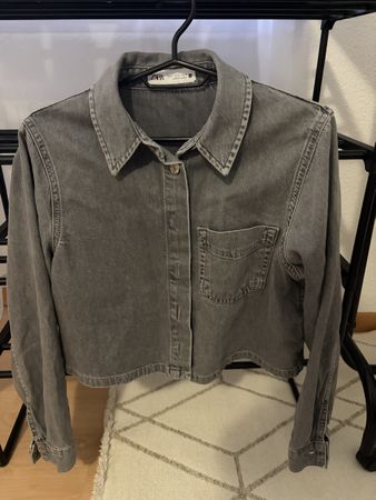Damen Jeanshemd Zara grau kurzer Schnitt Grösse S gebraucht
