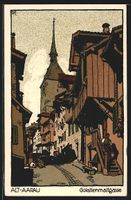 Steindruck-AK Alt-Aarau, Golattenmattgas