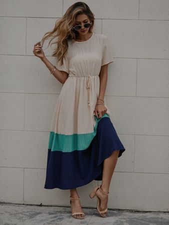 jolie robe color bloc, taille L, neuve