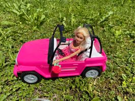 Barbie Jeep Cabrio pink, inkl. Barbie Puppe, Top Zustand