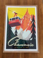 Poster Chamonix "L'Aiguille du Dru" im Holzrahmen 52 × 72 cm