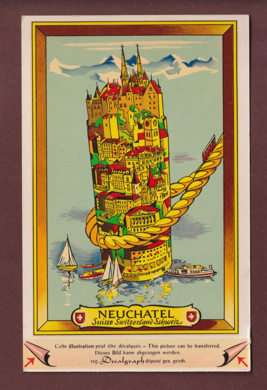 Cartoline postali: NEUCHÂTEL - Carte avec Décalque – Usato da Pully venduto da nicecards