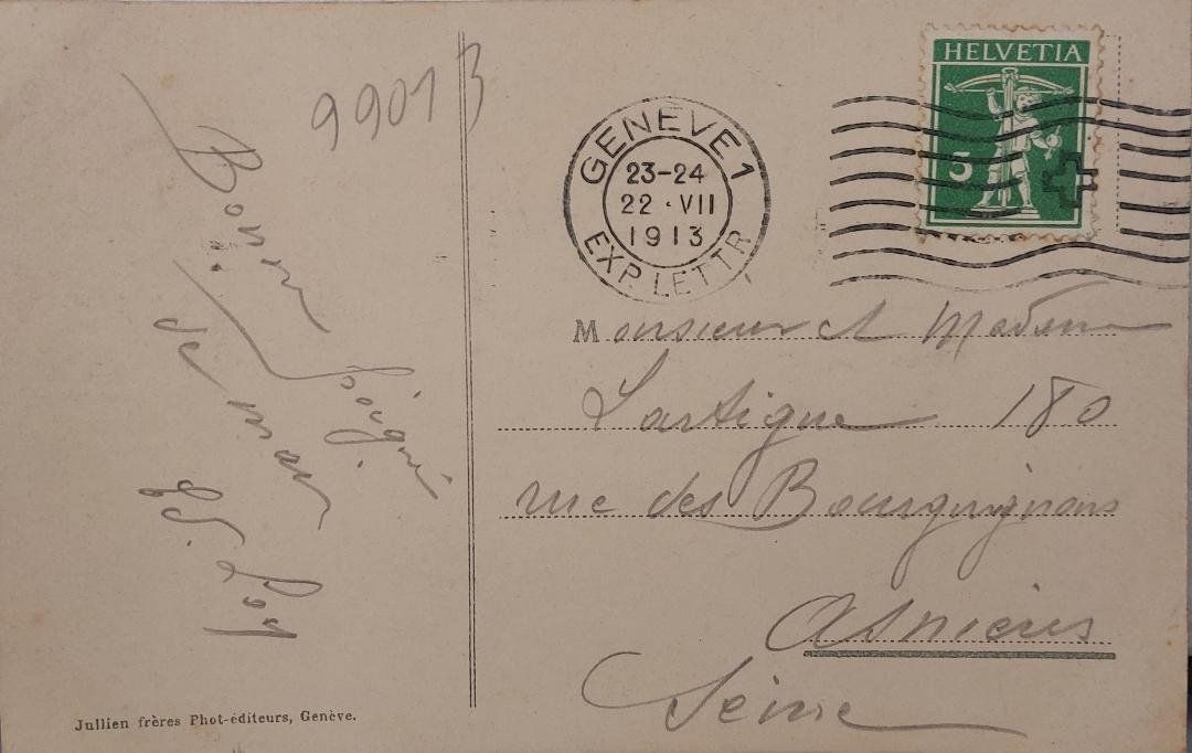Cartoline postali: GENÈVE - Vue générale - 1913 – Usato da Delémont venduto da Domdom1 1