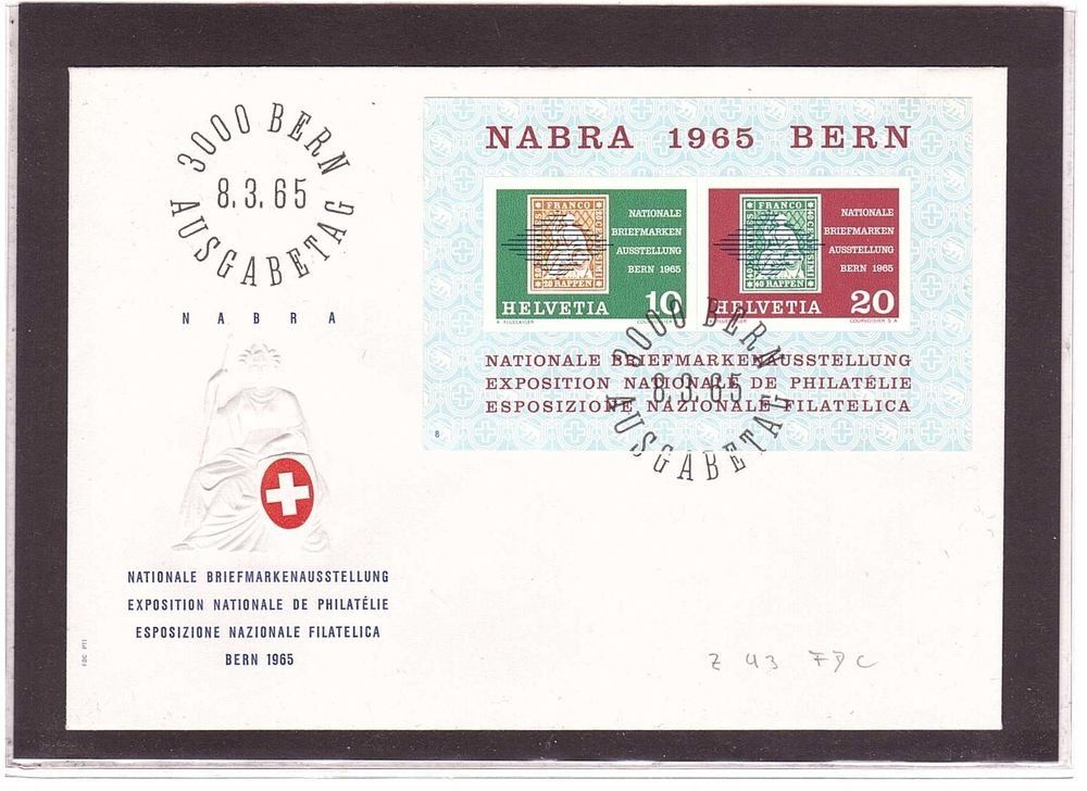 Tous les timbres: 1965  FDC  mit Block NABRA Bern – D'occasion à Rheinau par loxis