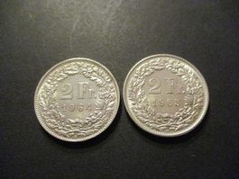 2 x 2.- Fr 1964 + 65  Pièces magnifiques  Top du Top