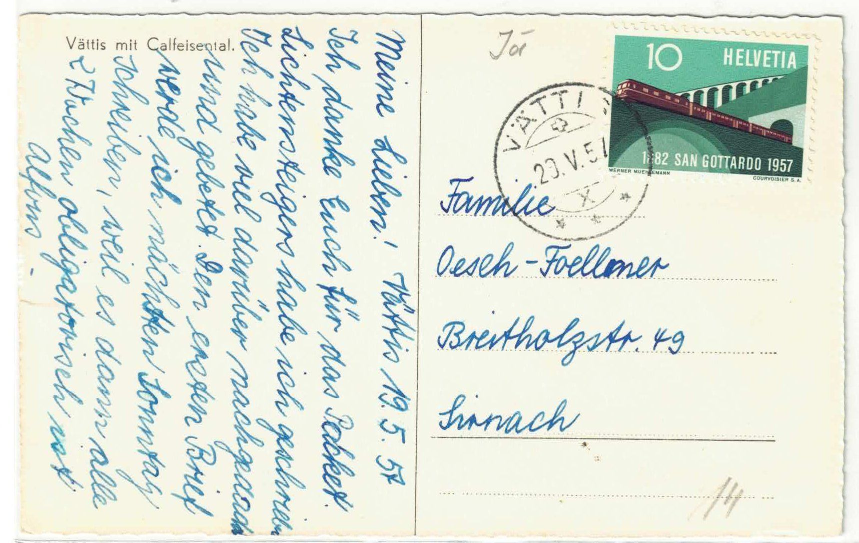 Cartoline postali: Vättis und Calfeisental – Usato da Ettingen venduto da Kartenplanet 1