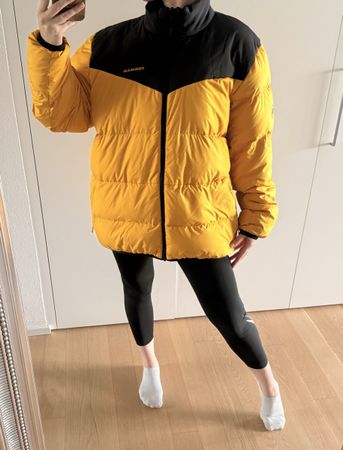 gelb-schwarze Mammut Whitehorn Daunen-Wendejacke Herren 2XL