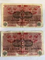 2 Banknoten 1 Krone 1916 Oesterreich Ungarn Zustand C
