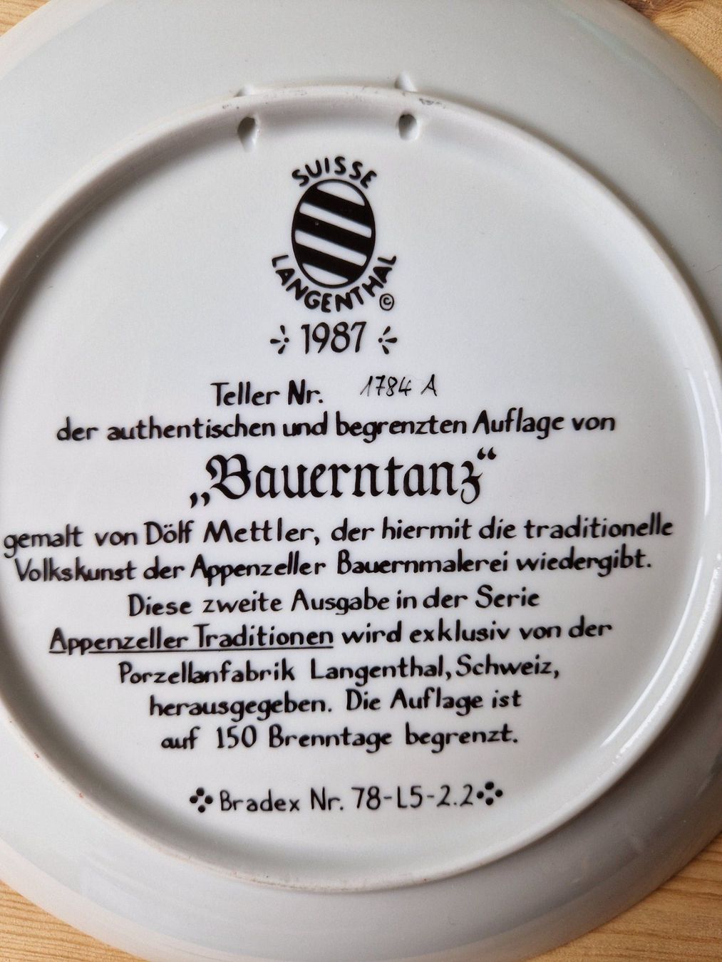 Piatti: Dölf Mettler "Bauerntanz", Sammelteller von Langenthal – Usato da Münchenbuchsee venduto da Aare22 2