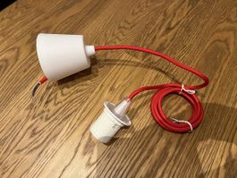 Rotes Lampen Kabel Stoff E 27 Fassung 2 m ￼