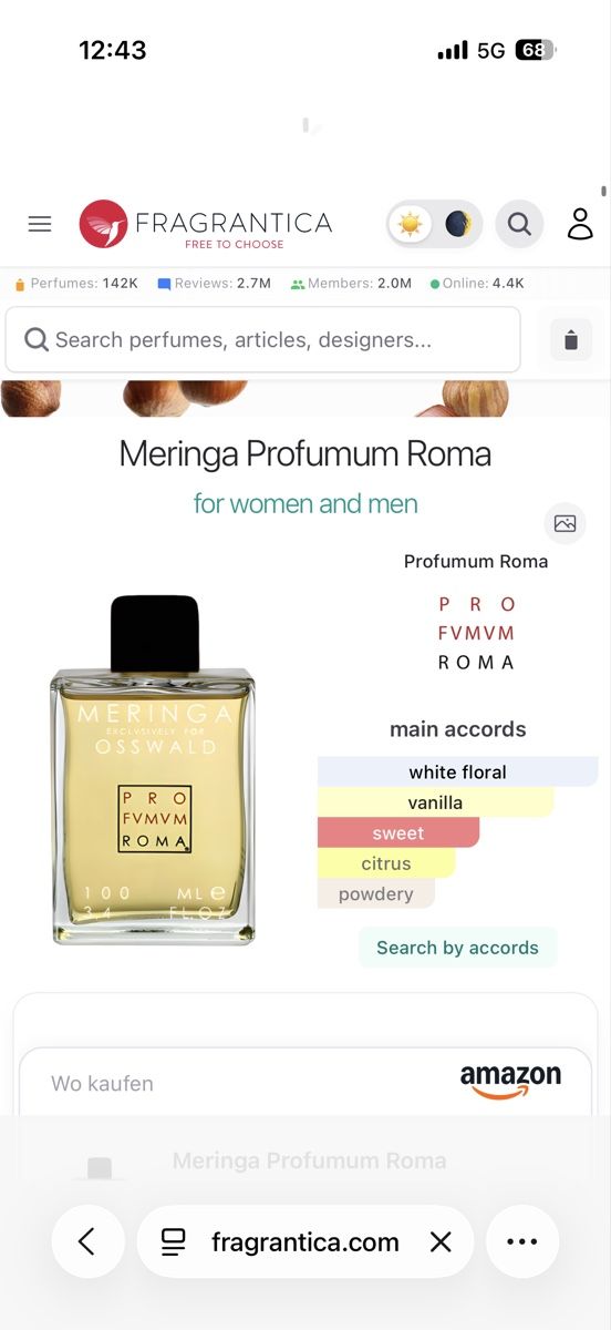 Profumi & Eau de Toilette: Profumum Roma Meringa Osswald, 2 ml – Usato da Sursee venduto da nst_czk2 1