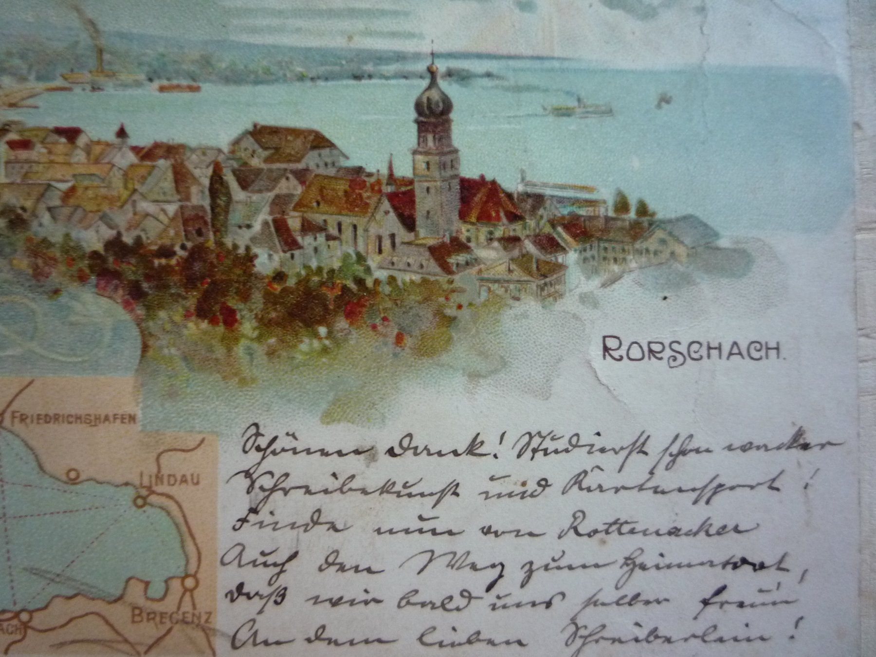 Ansichtskarten: Rorschach, Litho, 15.X.03 – Gebraucht aus Rieden SG von Brockehuesli 1