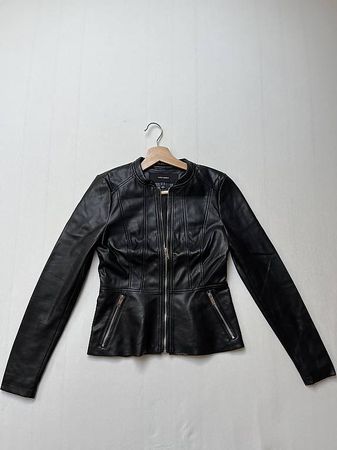 schwarze Kunstlederjacke Gr. XS