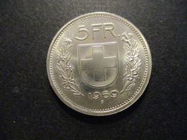 1969  5.- Fr Dernière pièce en argent  Top du Top