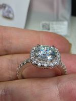 Bague argent avec diamant de moissanite de 2 ct certifié GRA