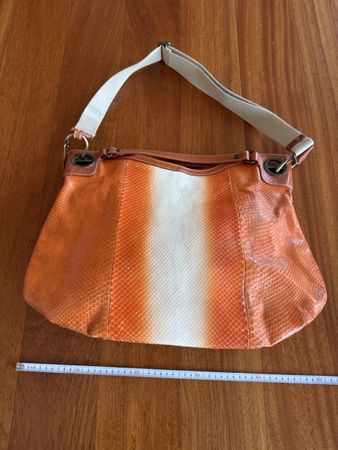 Stylish Borbonese Handbag in Orange Animal  Leather Look
