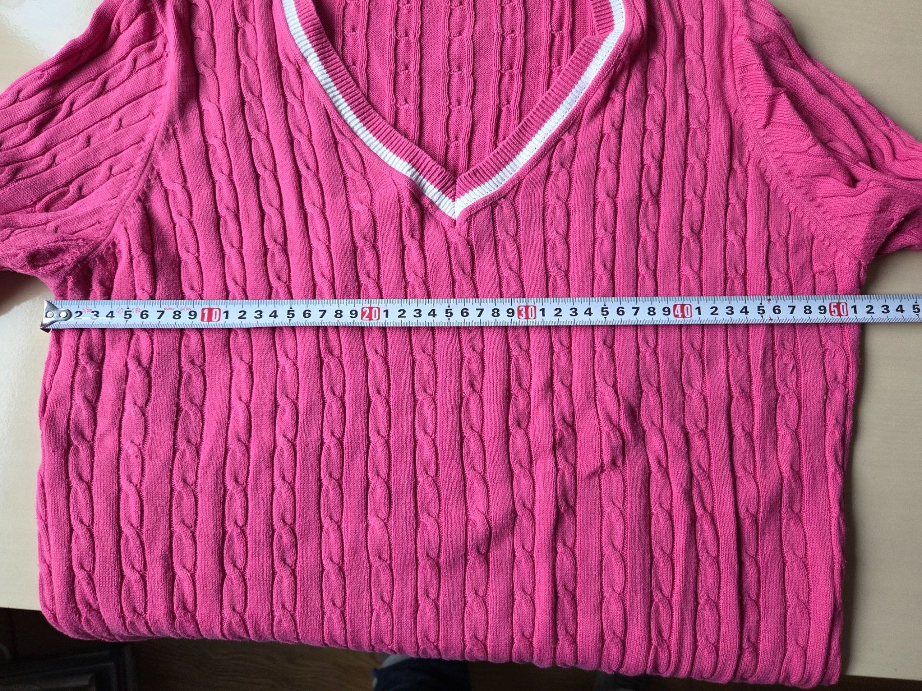 Maglioni & Felpe: rosa, weiss V-Neck Pulli, Baumwollgemisch XL/L – Usato da Liestal venduto da ITOlio 1