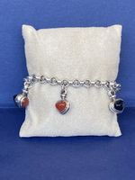 T&Co. - Silber 925 - Vintage-Armband mit Onyx/Karneol Charms