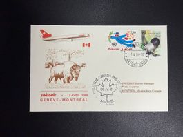 Swissair Erstflugbrief Genf-Montreal ab UNO 1986