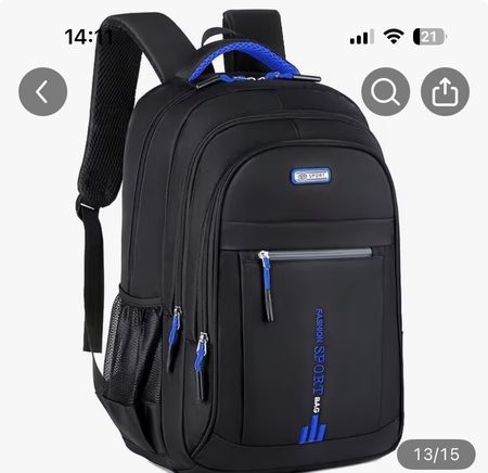 Sportrucksack schwarz blau mit vielen Fächern neu