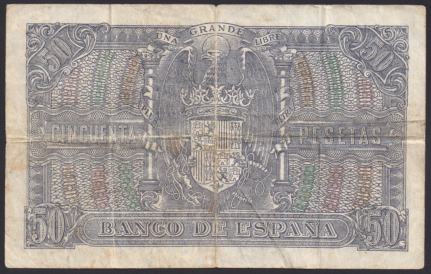Banconote: Spanien 50 Pesetas 1940 – Usato da Brugg AG venduto da banknoten_muesli 1