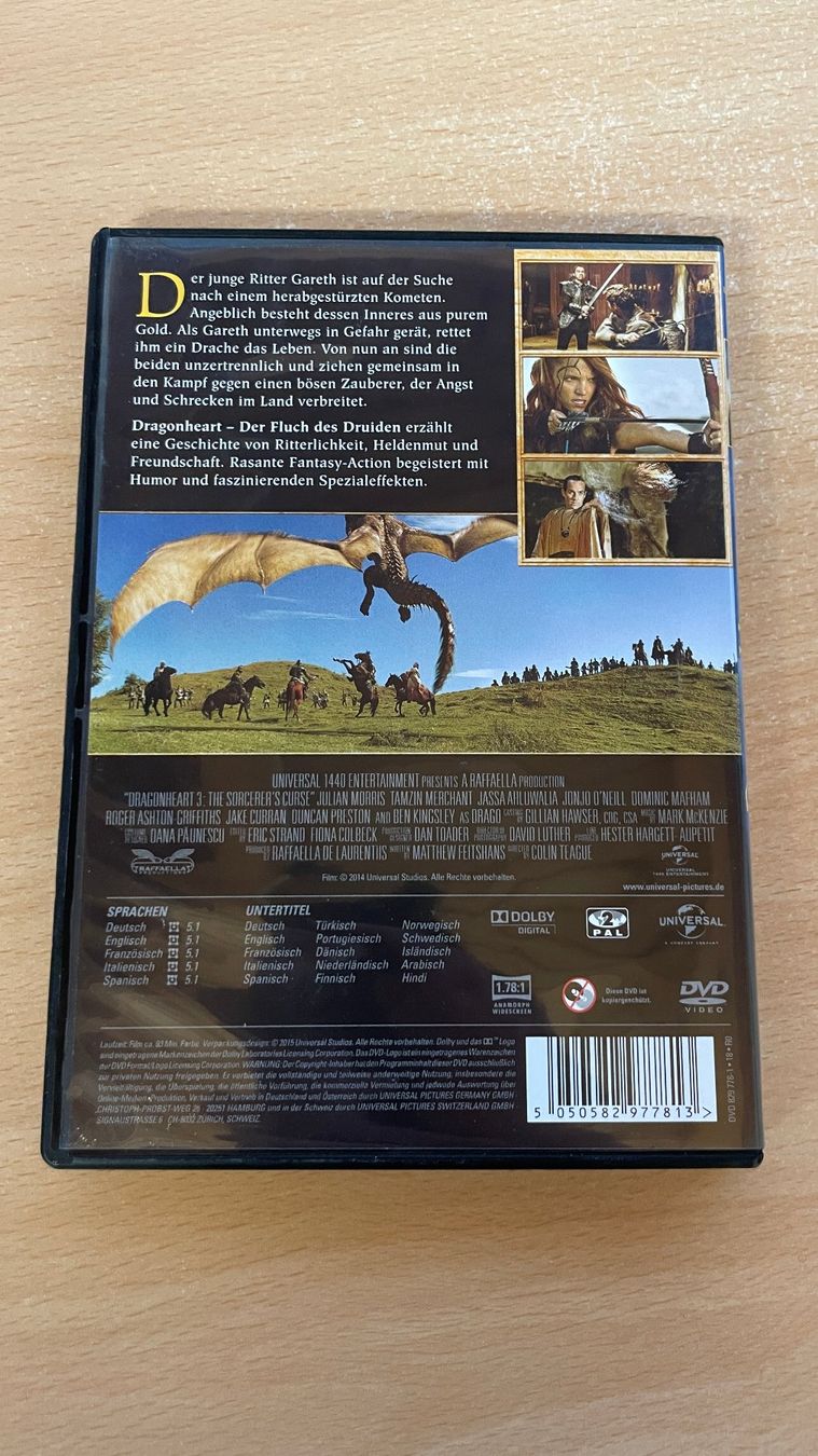 Tutti i DVDs: Dragonheart - Der Fluch des Druiden – Usato da Glattfelden venduto da cybermaxx 1