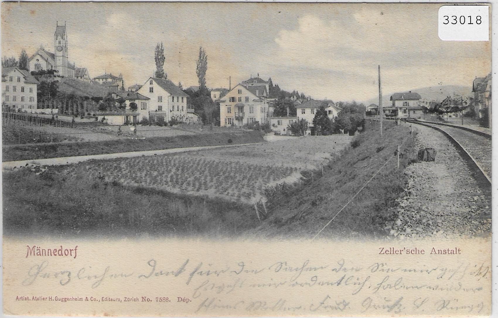 Cartoline postali: Männedorf - Zeller'sche Anstalt, Bahnlinie – Usato da Ettingen venduto da Kartenplanet