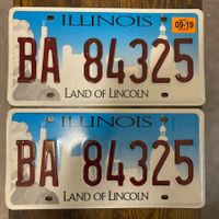 🇺🇸 2x Paar U.S. Autoschild, Illinois BA 84325 - ORIGINAL