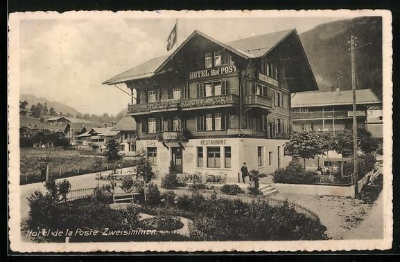 Cartes postales: AK Zweisimmen, Hotel de la Poste, 1921 – D'occasion à Berlin par bartko-reher
